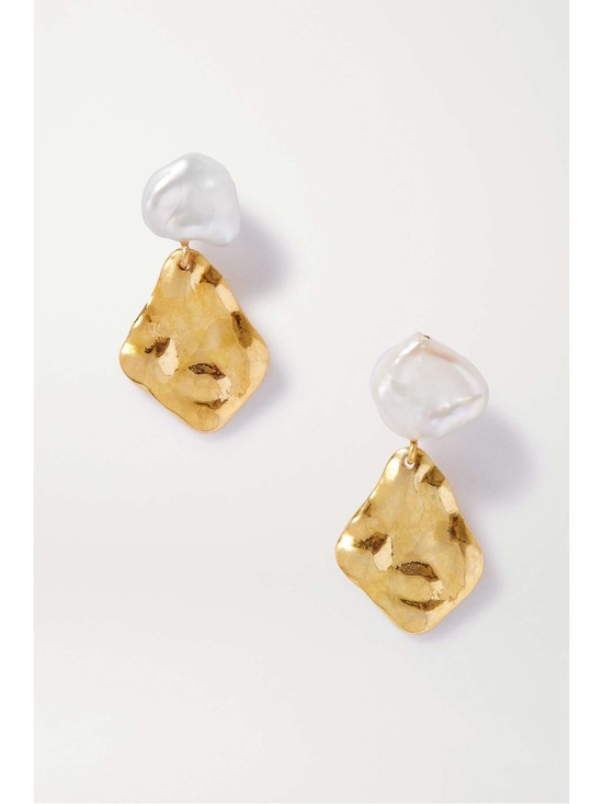 Chan Luu Jewelry - Chan Luu Gold-tone Hammered Drops with White Pearl Tops